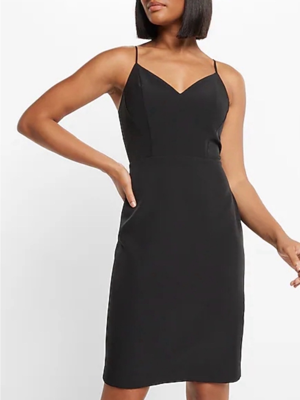 Express Black Midi Sheath Dress with Spaghetti Straps